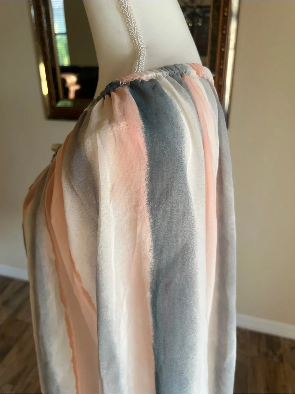 lovestitch Pastel Striped Sheer Blouse in Soft Blue and Pink - Picture 8 of 13